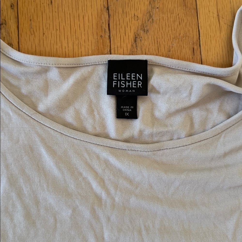 Eileen Fisher | Light Gray/Taupe Silk Sleeveless Tank Top | size 1X - Picture 2 of 4